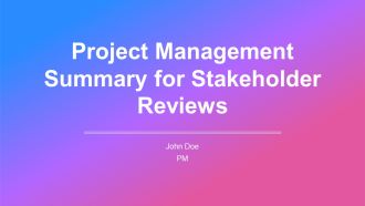 Project Management Summary For Stakeholder Reviews PPT Template AT