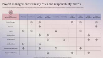 Project Management Team Key Roles And Responsibility Matrix