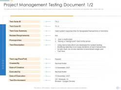 Project Management Testing Document Testing PMP Documentation Requirements IT