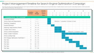 Project Management Timeline For Search Engine Optimization Campaign
