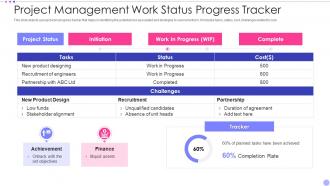 Project Management Work Status Progress Tracker