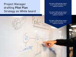 Project manager drafting pilot plan strategy on white board