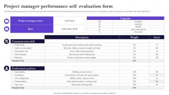 Project Manager Performance Self Evaluation Form