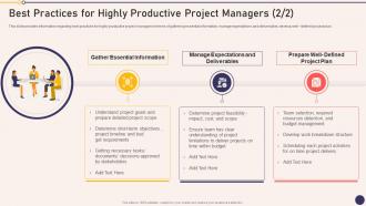 Project Managers Playbook Best Practices For Highly Productive Project Managers