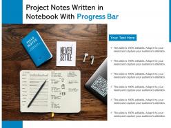 Project notes written in notebook with progress bar