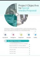 Project Objective For Social Media Proposal One Pager Sample Example Document