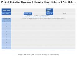 Project objective mocument showing goal statement and date created