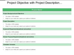 Project objective with project description and requirements