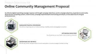 Project objectives for online community management proposal optimizing ppt slides