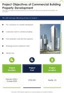 Project Objectives Of Commercial Building Property Development One Pager Sample Example Document