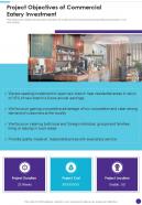Project Objectives Of Commercial Eatery Investment One Pager Sample Example Document