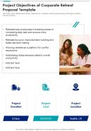 Project Objectives Of Corporate Retreat Proposal Template One Pager Sample Example Document