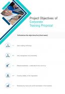Project Objectives Of Corporate Training Proposal One Pager Sample Example Document