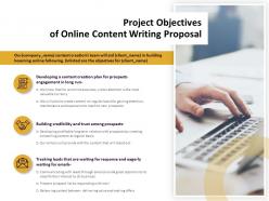 Project objectives of online content writing proposal ppt powerpoint icon