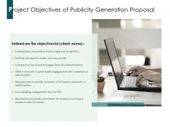 Project objectives of publicity generation proposal ppt powerpoint presentation portfolio examples
