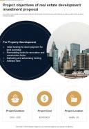 Project Objectives Of Real Estate Development Investment Proposal One Pager Sample Example Document