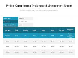 Project open issues tracking and management report
