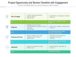 Project opportunity and review checklist with engagement