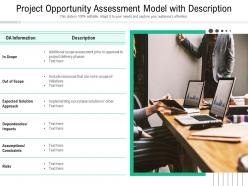 Project opportunity assessment model with description