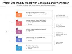 Project opportunity model with constrains and prioritization