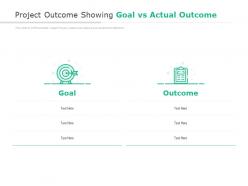 Project outcome showing goal vs actual outcome