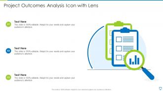 Project outcomes analysis icon with lens