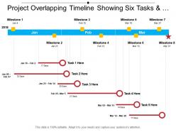 Project overlapping timeline showing six tasks and milestone
