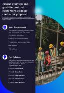Project Overview And Goals For Post Real Estate Work Cleanup One Pager Sample Example Document