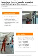 Project Overview And Goals For Renovation Project Cleaning One Pager Sample Example Document