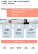 Project Overview For Central Agency Project Proposal One Pager Sample Example Document