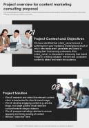 Project Overview For Content Marketing Consulting Proposal One Pager Sample Example Document