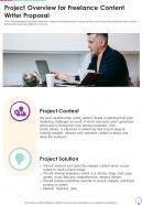 Project Overview For Freelance Content Writer Proposal One Pager Sample Example Document
