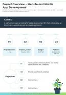 Project Overview Website And Mobile App Development One Pager Sample Example Document