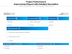 Project Performance Improvement Report With Detailed Description