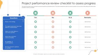 Project Performance Review Checklist To Assess Progress