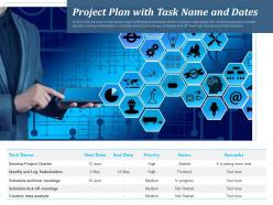 Project plan with task name and dates
