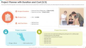 Project Planner With Duration And Cost Location Project Management Bundle