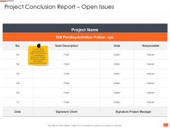 Project Planning And Governance Project Conclusion Report Open Issues Ppt Summary