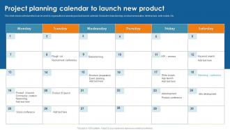Project Planning Calendar To Launch New Product