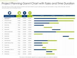 Project planning gannt chart with tasks and time duration ppt icon deck