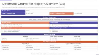 Project Planning Playbook Determine Charter For Project Overview