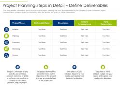 Project planning steps in detail define deliverables ppt gallery guide
