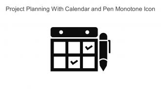 Project Planning With Calendar And Pen Monotone Icon In Powerpoint Pptx Png And Editable Eps Format