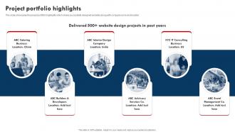 Project Portfolio Highlights Website Design Company Profile Ppt Powerpoint Presentation File Professional