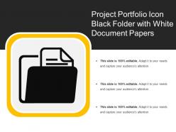 Project portfolio icon black folder with white document papers