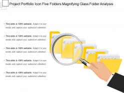 Project portfolio icon five folders magnifying glass folder analysis