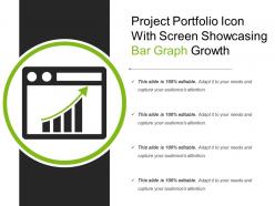 Project portfolio icon with screen showcasing bar graph growth