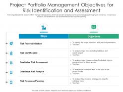 Project portfolio management objectives for risk identification and assessment