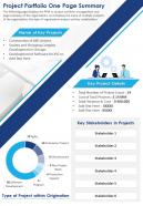 Project portfolio one page summary presentation report infographic ppt pdf document