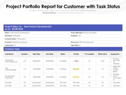 Project portfolio report for customer with task status
